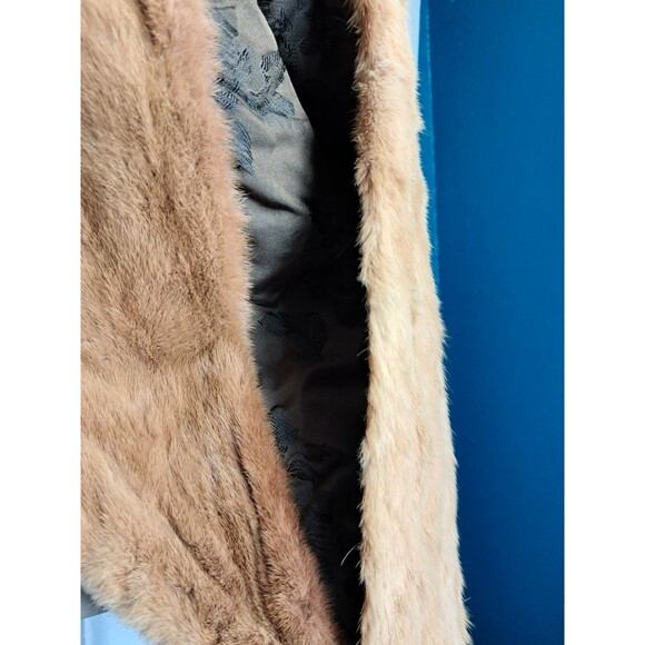Vintage Stripling's Real Fur Shawl Stole Wrap Carmel Tan Brown Monogrammed - Picture 10 of 17